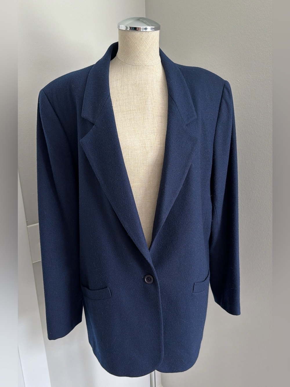 1990s Koret 100% Pure Wool Twill Suit Overcoat 1-Button Lined 14